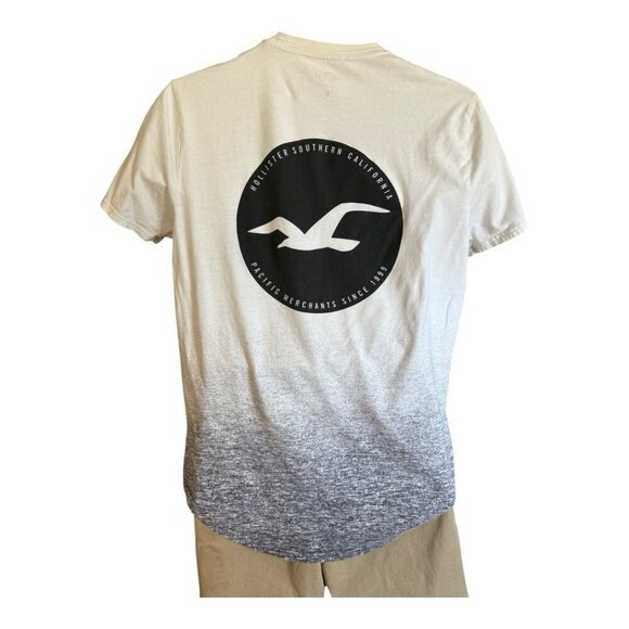 Hollister Ombre Mens White to Black Tee~Size M~Short Sleeve Casual Shirt L12 30 - Picture 2 of 8